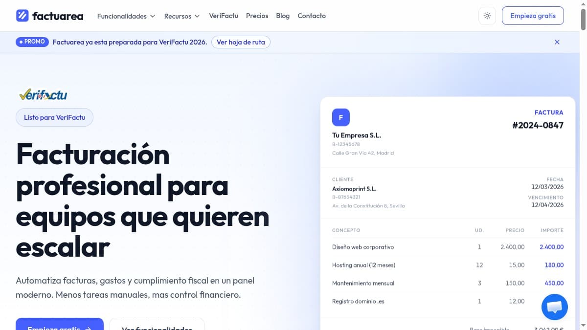 Factuarea - Ecosistema SaaS de Facturación Electrónica con IA - Vista previa del proyecto